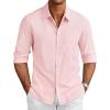 imageCOOFANDY Mens Long Sleeve Buttons Down Shirts Casual Button Up Shirts Beach Linen Shirt Untucked Dress ShirtPink
