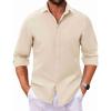 imageCOOFANDY Mens Long Sleeve Dress Shirt Casual Button Down Shirts Wrinkle Free Untucked ShirtLight Khaki