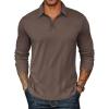 imageCOOFANDY Mens Long Sleeve Polo Shirts Classic Casual Button Polo Tee Lightweight Collared Golf ShirtBrown