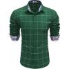 imageCOOFANDY Mens Plaid Dress Shirt Long Sleeve Business Casual Regular Fit Button Down ShirtsArmy Green