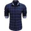 imageCOOFANDY Mens Plaid Dress Shirt Long Sleeve Business Casual Regular Fit Button Down ShirtsBlue