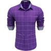 imageCOOFANDY Mens Plaid Dress Shirt Long Sleeve Business Casual Regular Fit Button Down ShirtsPurple