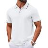 imageCOOFANDY Mens Polo Shirts Classic Short Sleeve Polo T Shirts Cotton Pique Casual Summer Fashion Golf ShirtWhite