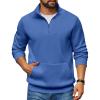imageCOOFANDY Mens Quarter Zip Pullover Fleece Lined Sweatshirts Long Sleeve Mock Neck Sweater with PocketRoyal Blue