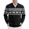 imageCOOFANDY Mens Quarter Zip Pullover Slim Fit Lightweight Knit Pullover Sweaters Casual Polo SweaterChristmas Black  White