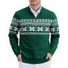 imageCOOFANDY Mens Quarter Zip Pullover Slim Fit Lightweight Knit Pullover Sweaters Casual Polo SweaterChristmas Green  White