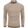 imageCOOFANDY Mens Ribbed Slim Fit Knitted Pullover Casual Turtleneck SweaterKhaki 2