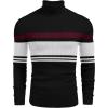 imageCOOFANDY Mens Ribbed Slim Fit Knitted Pullover Casual Turtleneck SweaterStripedwhite  Red