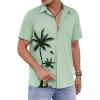 imageCOOFANDY Mens Short Sleeve Button Down Shirt Casual Summer Beach Untucked Vacation Textured Shirts with PocketSage Green  Palm Tree