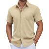imageCOOFANDY Mens Short Sleeve Casual Button Down Shirts Summer Untucked Beach Shirts with Pocket Light Brown