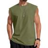 imageCOOFANDY Mens Sleeveless Shirts Cotton Workout Tank Tops Cut Off Shirts Gym Muscle Loose Fit TeeArmy Green