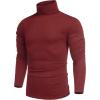 imageCOOFANDY Mens Slim Fit Turtleneck Cotton T Shirts Casual Long Sleeve Lightweight Pullover Sweater Basic TopsWine Red
