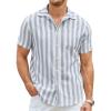 Linen - Light Blue Thick Stripes