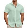 imageCOOFANDY Mens Summer Beach Vacation Shirt Casual Short Sleeve Button Down Shirt Mens Cruise Attire Ice Green