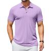 imageCOOFANDY Mens Textured Polo Shirts Short Sleeve Slim Fit Casual Button Polo TShirt Summer Collared Golf ShirtPurple