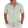 imageCOOFANDY Shirts for Men Short Sleeve Button Down Shirt Casual Summer Beach ShirtsLight Green