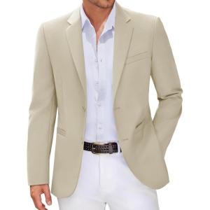 imageCOOFANDY Men Casual Blazer Sport Coats Slim Fit Lightweight Business Two Button Suit JacketsLight Khaki