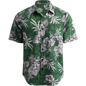 imageCOOFANDY Men Hawaiian Tropical Shirt Button Down Short Sleeve Vintage Floral Shirt GreenWhite