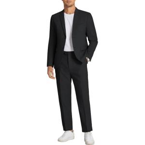 imageCOOFANDY Mens 2 Piece Linen Suits Set Regular Fit Casual Linen Lightweight Suit Summer Beach WeddingBlack