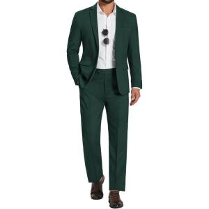 imageCOOFANDY Mens 2 Piece Suits Classic Fit Suit Set 2 Button Blazer Jacket and Dress Pants for Wedding Business PromGreen