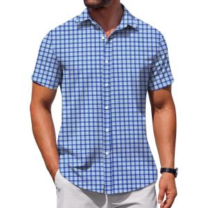 imageCOOFANDY Mens Button Down Shirt Short Sleeve Casual Shirt for Men Summer Business Casual Dress ShirtGw511