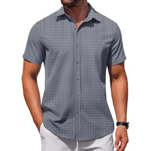 imageCOOFANDY Mens Button Down Shirt Short Sleeve Casual Shirt for Men Summer Business Casual Dress ShirtJh186