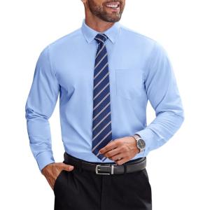 imageCOOFANDY Mens Dress Shirts Long Sleeve Business Shirts Stain Shield Mens Button Down ShirtBlue
