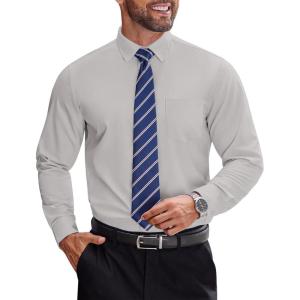 imageCOOFANDY Mens Dress Shirts Long Sleeve Business Shirts Stain Shield Mens Button Down ShirtLight Grey