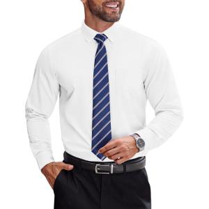 imageCOOFANDY Mens Dress Shirts Long Sleeve Business Shirts Stain Shield Mens Button Down ShirtWhite