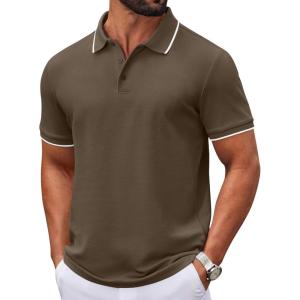 imageCOOFANDY Mens Polo Shirts Classic Short Sleeve Polo T Shirts Cotton Pique Casual Summer Fashion Golf ShirtArmy Green