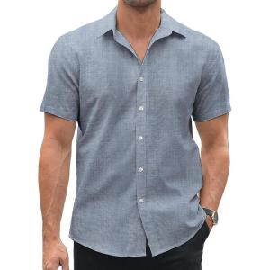 imageCOOFANDY Mens Short Sleeve Oxford Shirt Cotton Button Down Regular Fit Dress Shirts