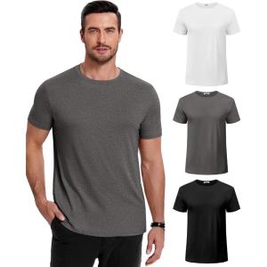 imageCOOFANDY Mens Short Sleeve TShirts Crew Neck Casual Summer T Shirts 13 Pack Basic Tee ShirtC BlackDark GreyWhite 3 Pack