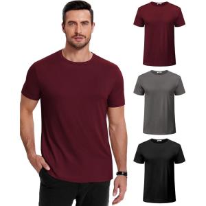 imageCOOFANDY Mens Short Sleeve TShirts Crew Neck Casual Summer T Shirts 13 Pack Basic Tee ShirtC BlackDark GreyWine Red 3 Pack