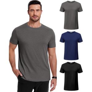 imageCOOFANDY Mens Short Sleeve TShirts Crew Neck Casual Summer T Shirts 13 Pack Basic Tee ShirtC BlackNavy BlueDark Grey 3 Pack