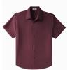 imageCOOFANDY Big amp Tall Shirts for Men Short Sleeve Button Down Casual Dress ShirtsDeep Red