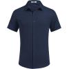 imageCOOFANDY Big amp Tall Shirts for Men Short Sleeve Button Down Casual Dress ShirtsNavy Blue