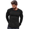 imageCOOFANDY Men 2 Pack Muscle Fitted T Shirt Gym Workout Athletic Long Sleeves TeeBlackDenim Blue