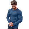 imageCOOFANDY Men 2 Pack Muscle Fitted T Shirt Gym Workout Athletic Long Sleeves TeeBlackDenim Blue