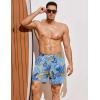 imageCOOFANDY Men Swim Trunk with Compression Liner 2 in 1 Swimwear Bathing Suit Quick Dry Board ShortP Light Blue Leaves