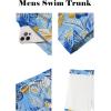 imageCOOFANDY Men Swim Trunk with Compression Liner 2 in 1 Swimwear Bathing Suit Quick Dry Board ShortP Light Blue Leaves
