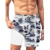 imageCOOFANDY Men Swim Trunk with Compression Liner 2 in 1 Swimwear Bathing Suit Quick Dry Board ShortP Navy Blue Coconut Tree