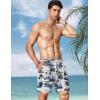imageCOOFANDY Men Swim Trunk with Compression Liner 2 in 1 Swimwear Bathing Suit Quick Dry Board ShortP Navy Blue Coconut Tree
