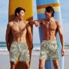 imageCOOFANDY Men Swim Trunk with Compression Liner 2 in 1 Swimwear Bathing Suit Quick Dry Board ShortP Plam Leaf
