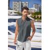 imageCOOFANDY Men Tank Top Cotton Linen Beach Sleeveless Shirt Lace Up Bohemian Hippie Renaissance Pirate Kilt Medieval TunicDrak Gray