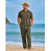 imageCOOFANDY Mens 2 Piece Sets Summer Outfits Short Sleeve Button Down Shirt Loose Pant Sets Beach Vacation OutfitsArmy Green