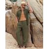 imageCOOFANDY Mens 2 Piece Sets Summer Outfits Short Sleeve Button Down Shirt Loose Pant Sets Beach Vacation OutfitsArmy Green