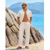 imageCOOFANDY Mens 2 Piece Sets Summer Outfits Short Sleeve Button Down Shirt Loose Pant Sets Beach Vacation OutfitsBeige