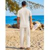 imageCOOFANDY Mens 2 Piece Sets Summer Outfits Short Sleeve Button Down Shirt Loose Pant Sets Beach Vacation OutfitsBeige