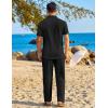 imageCOOFANDY Mens 2 Piece Sets Summer Outfits Short Sleeve Button Down Shirt Loose Pant Sets Beach Vacation OutfitsBlack