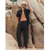 imageCOOFANDY Mens 2 Piece Sets Summer Outfits Short Sleeve Button Down Shirt Loose Pant Sets Beach Vacation OutfitsBlack